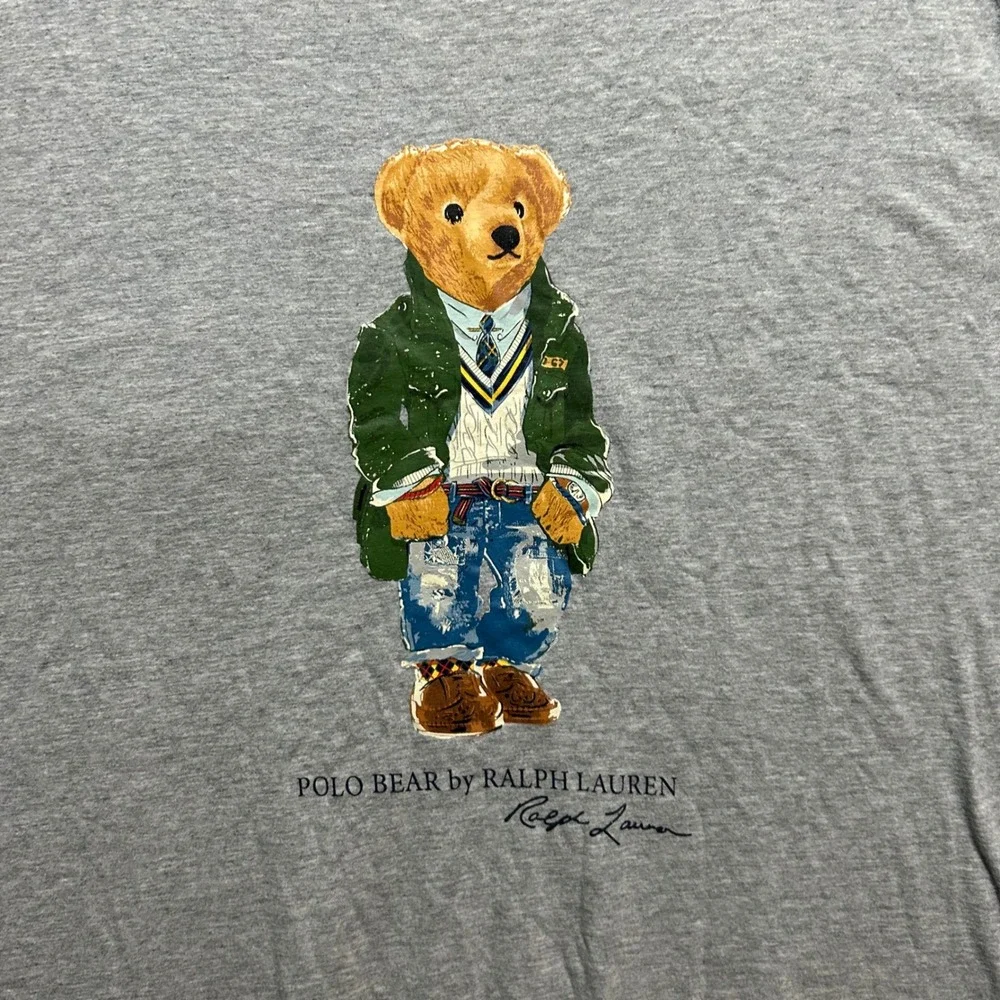 Polo Ralph Lauren T-Shirt Mens XXL Grey Polo Bear Classic Fit Graphic Tee